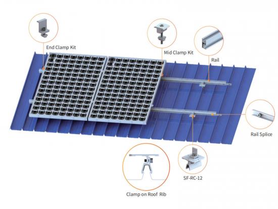 klip lok نظام تركيب الطاقة الشمسية سقف معدني